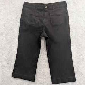Lark + Grey Cropped Pull-On Black Cropped Wide Leg Pants Size 18 Stretch Cargo